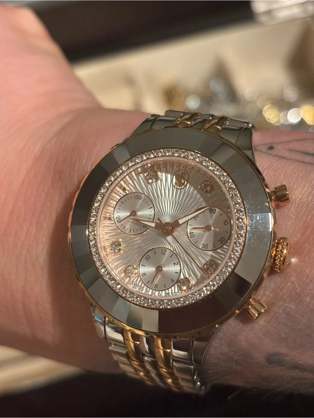 Swarovski Octea Chrono Quartz 37mm, Two-Tone Rose Gold & Silver Women’s Watch